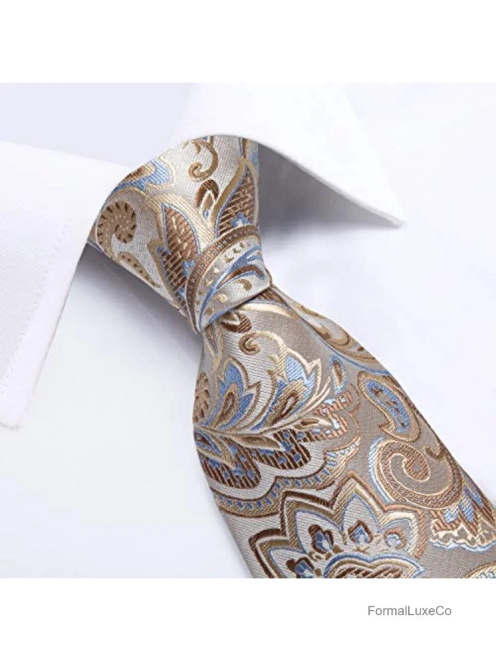 Silk Mens Tie Set with Pocket Square and Cufflinks Gift Box Formal